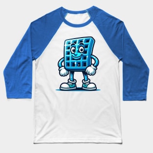 Cartoon Blue Waffle Baseball T-Shirt